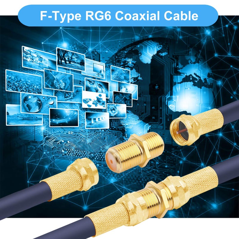 SAISN Coaxial Cable Connector F-Type RG6 Cable Extension Adapter (Pack of 20) - Image 2